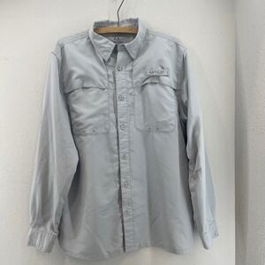 Realtree Fishing Long Sleeve Button Up Shirt Gray‎ Men's M Gorp Hiking Outdor